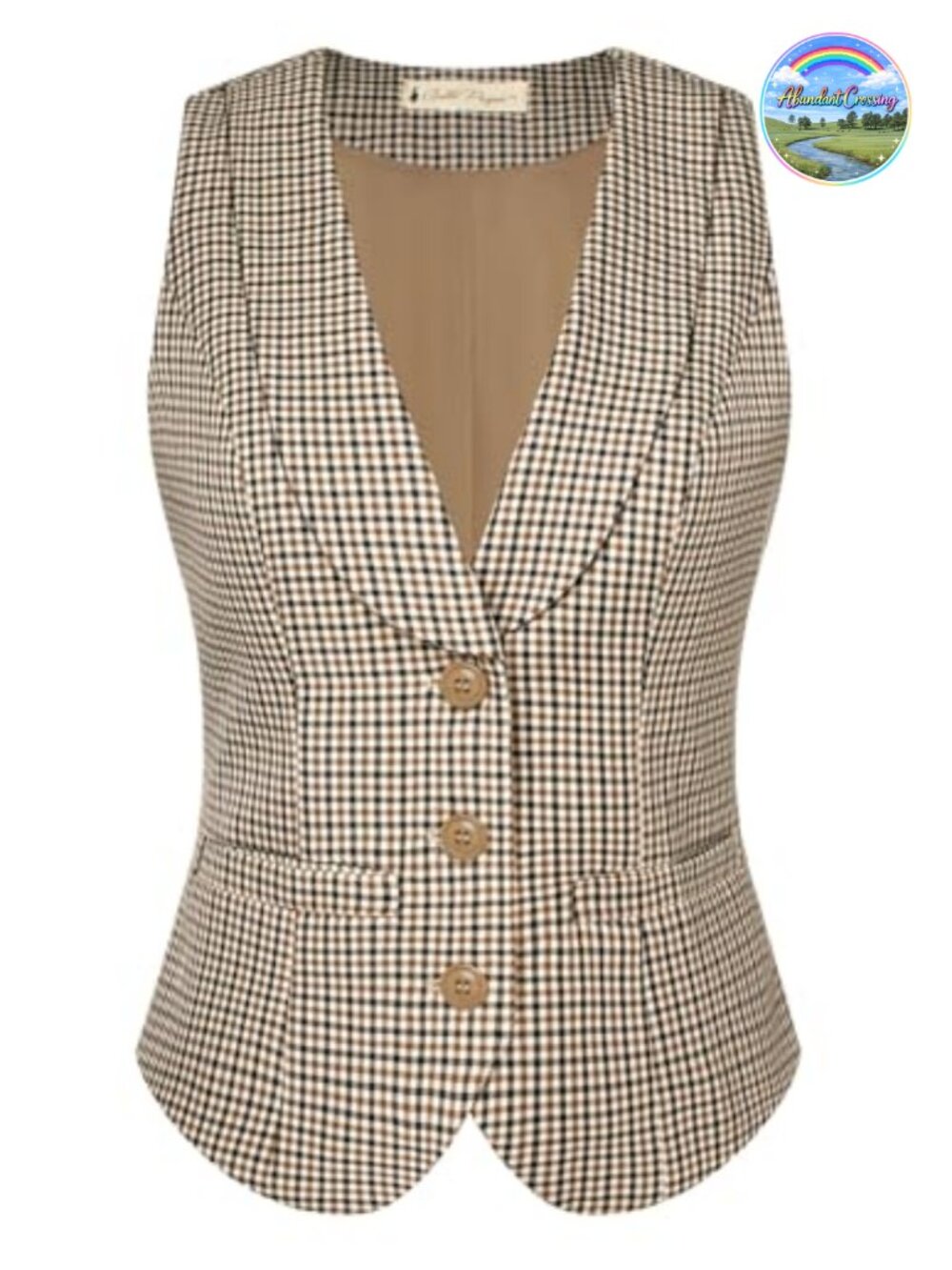 Womens Plaid Waistcoat Vest Dressy Lapel Collar Sleeveless Button Front